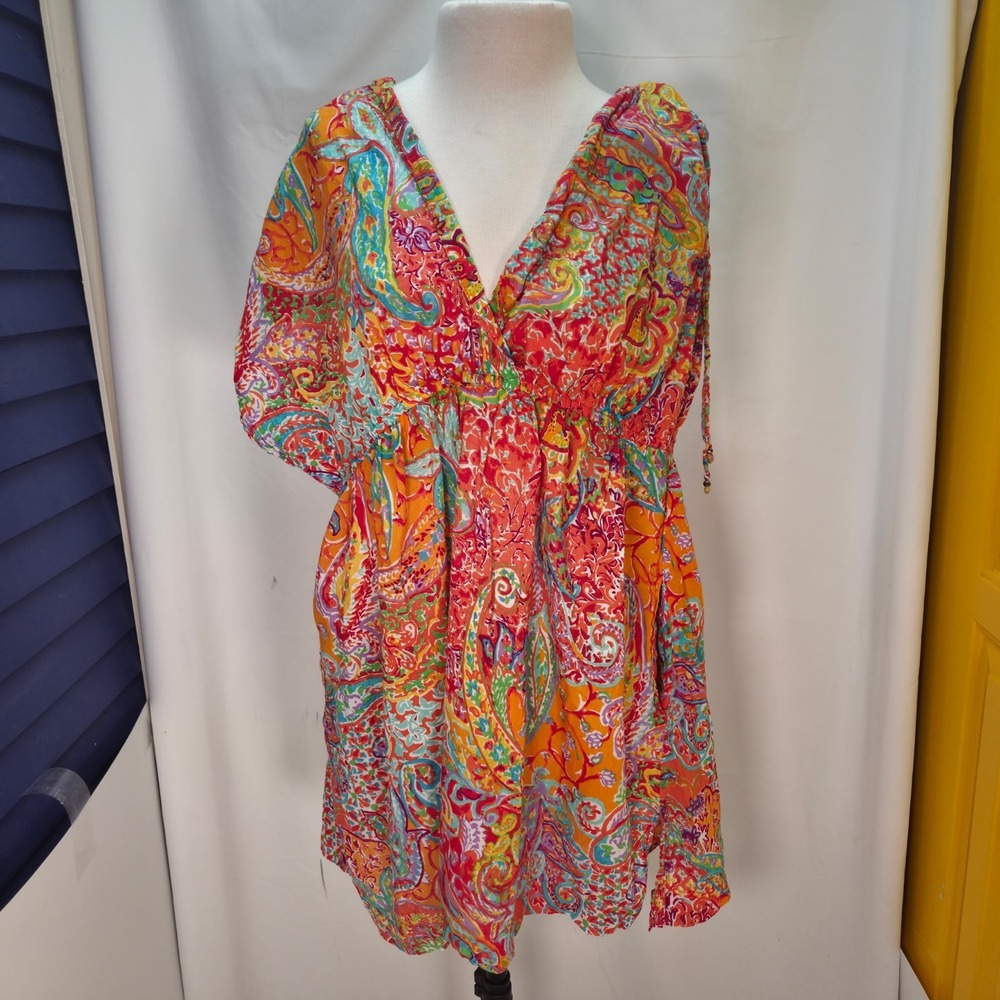 Lauren Ralph Lauren 100% Cotton Sun Dress Or Swimsuit Cover Up With Pockets 1X
